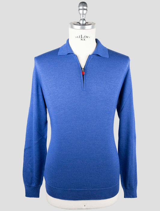 Kiton Blue Cashmere Silk Sweater Polo