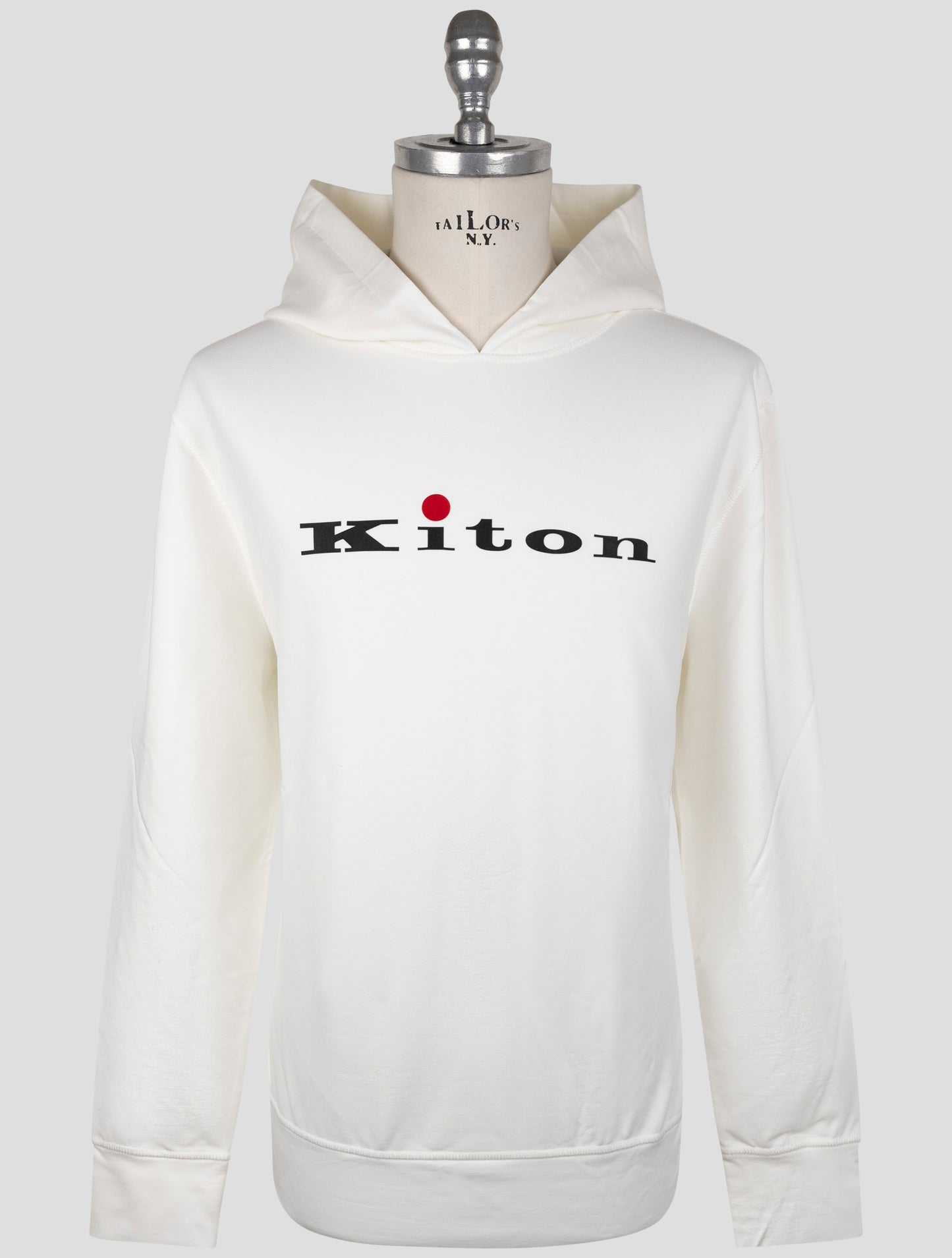 Kiton White Cotton Sweater Hoodie
