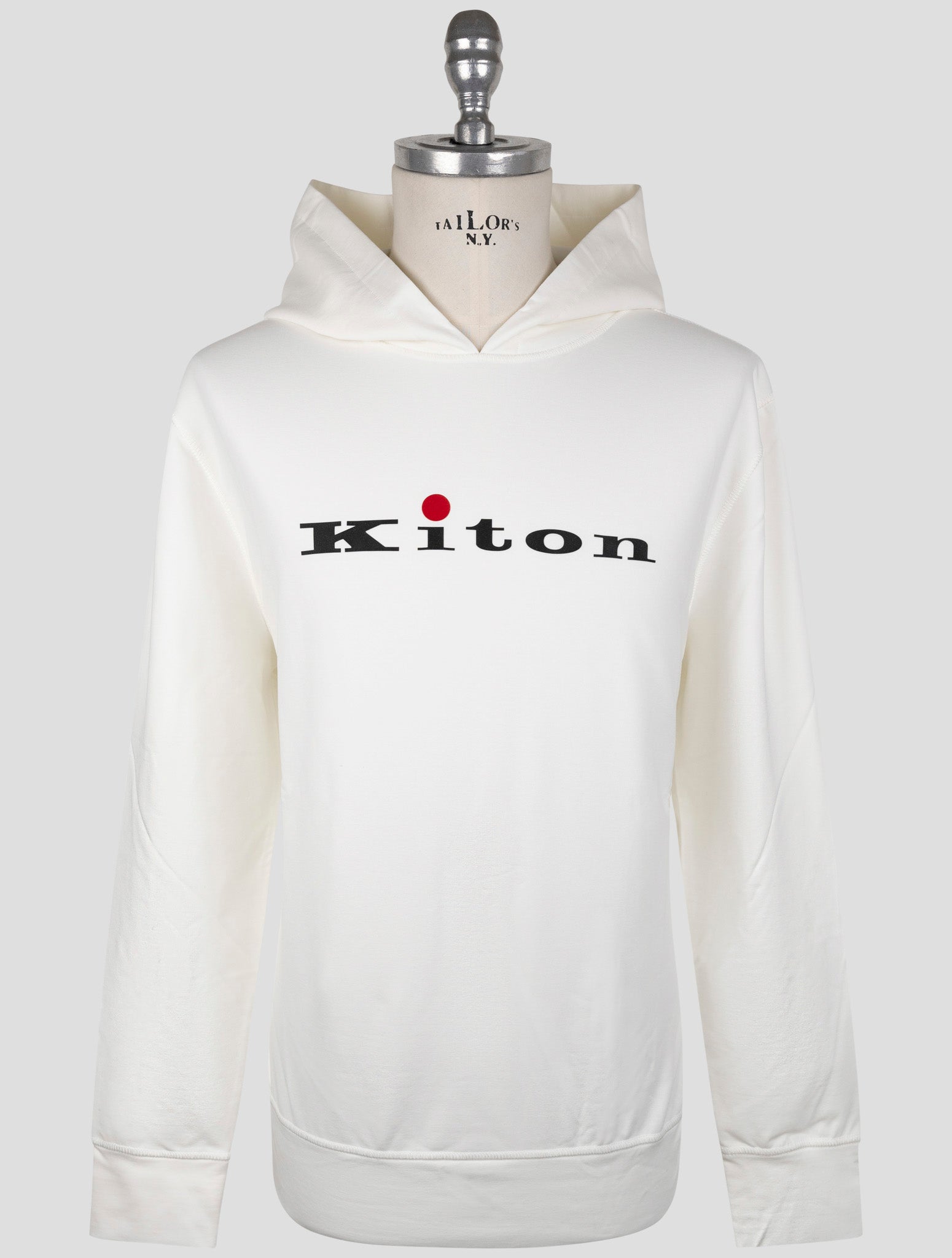 Kiton White Cotton Sweater Hoodie