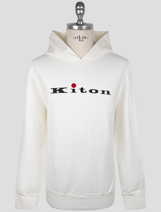 Kiton White Cotton Sweater Hoodie