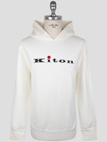 Kiton White Cotton Sweater Hoodie