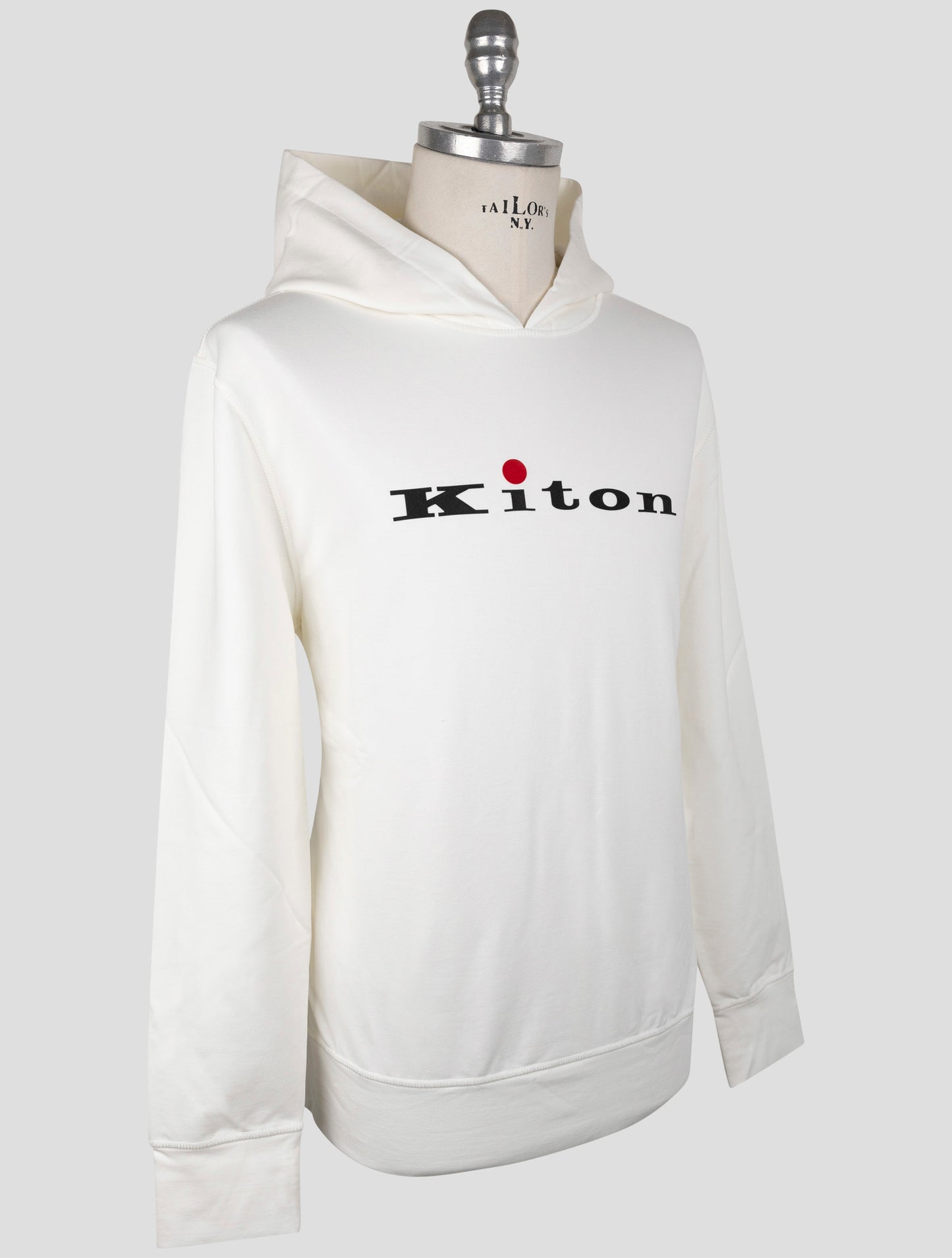 Kiton White Cotton Sweater Hoodie
