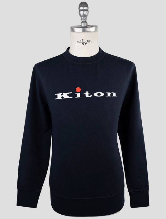 Kiton Blue Cotton Ea Sweater Crewneck