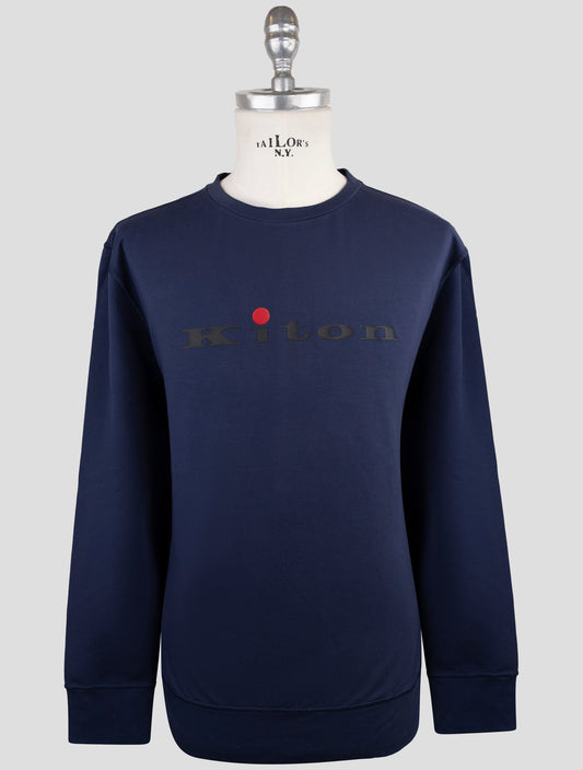Kiton Dark Blue Cotton Ea Sweater Crewneck