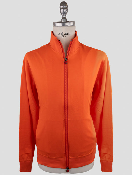 Kiton Orange Cotton Sweater Full Zip
