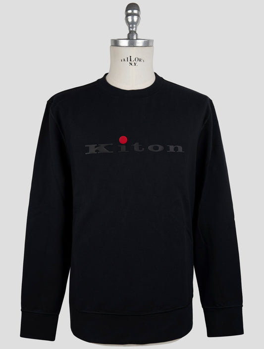 Kiton Dark Blue Cotton Ea Sweater Crewneck