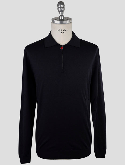 Kiton Dark Blue Wool Sweater Polo