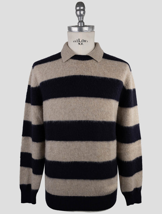 Kiton Beige Blue Cashmere Sweater Polo