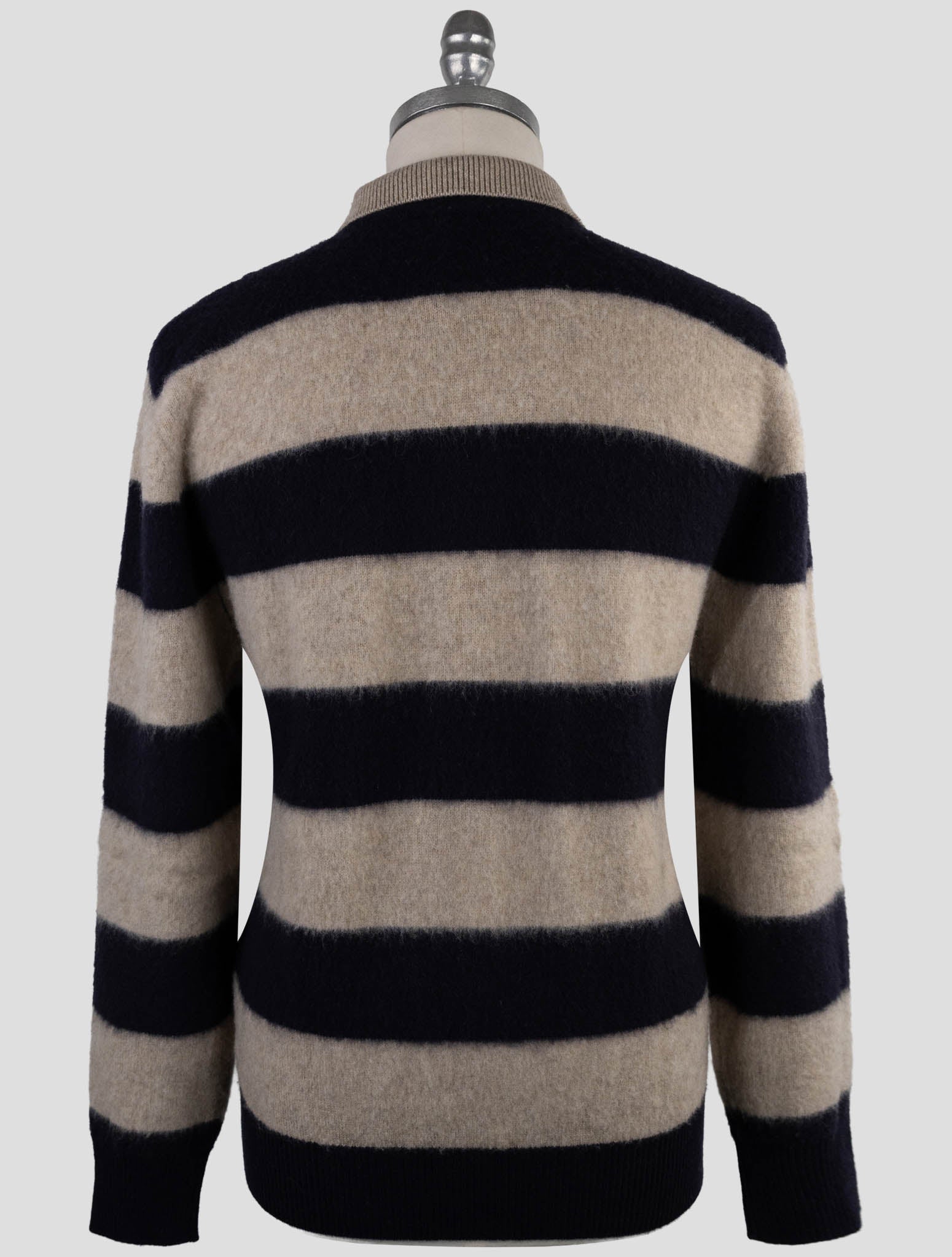 Kiton Beige Blue Cashmere Sweater Polo