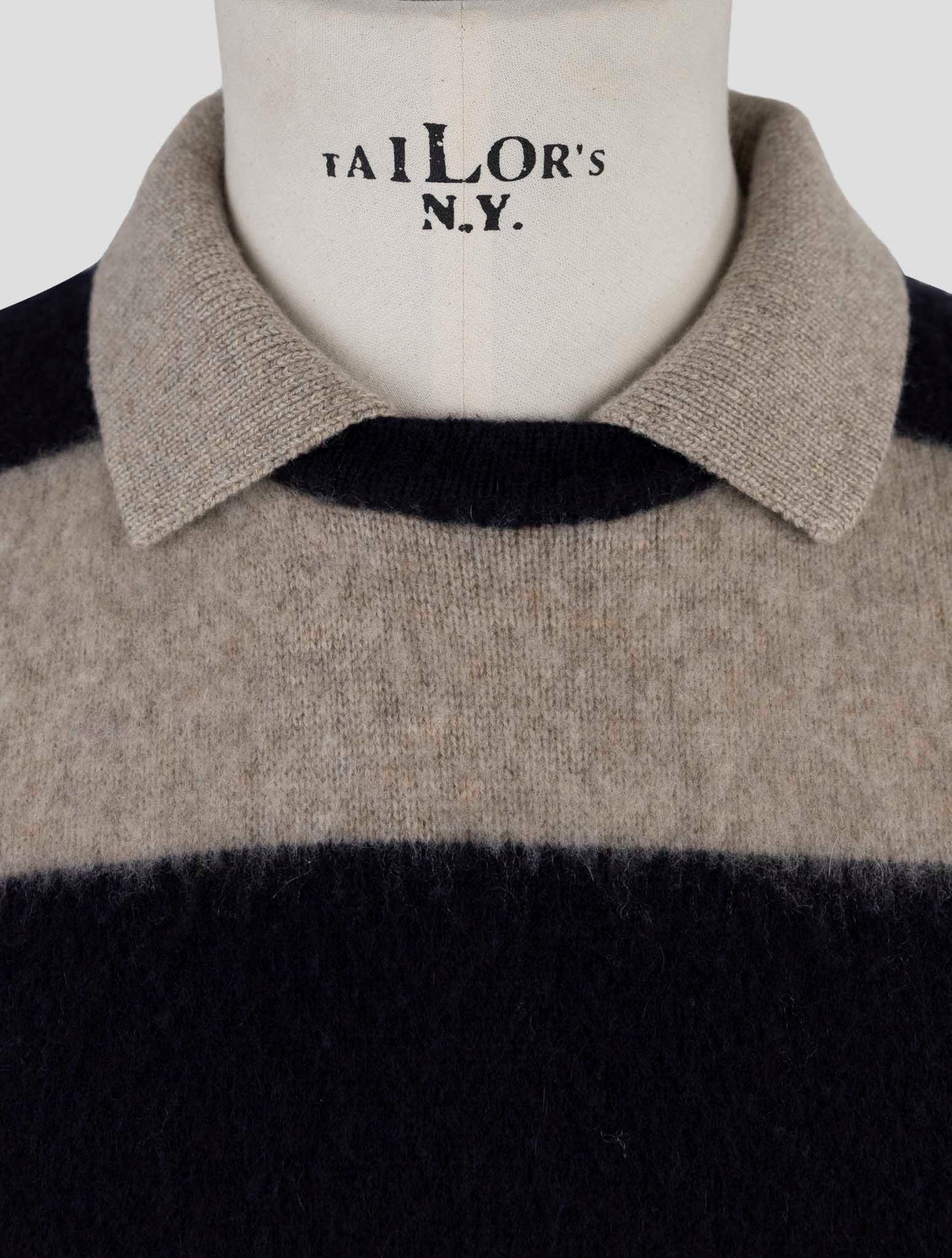 Kiton Beige Blue Cashmere Sweater Polo
