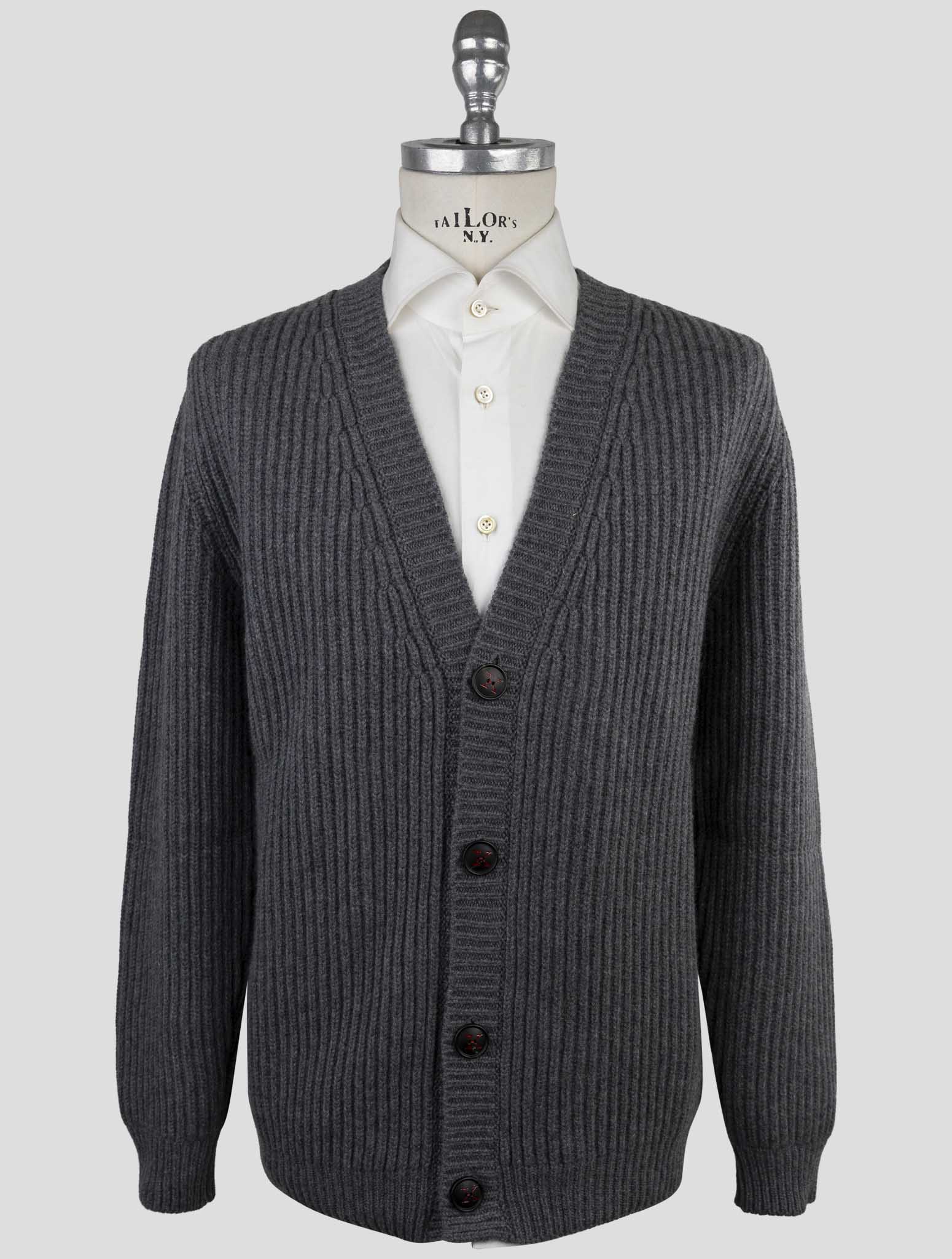 Kiton Gray Cashmere Sweater Cardigan
