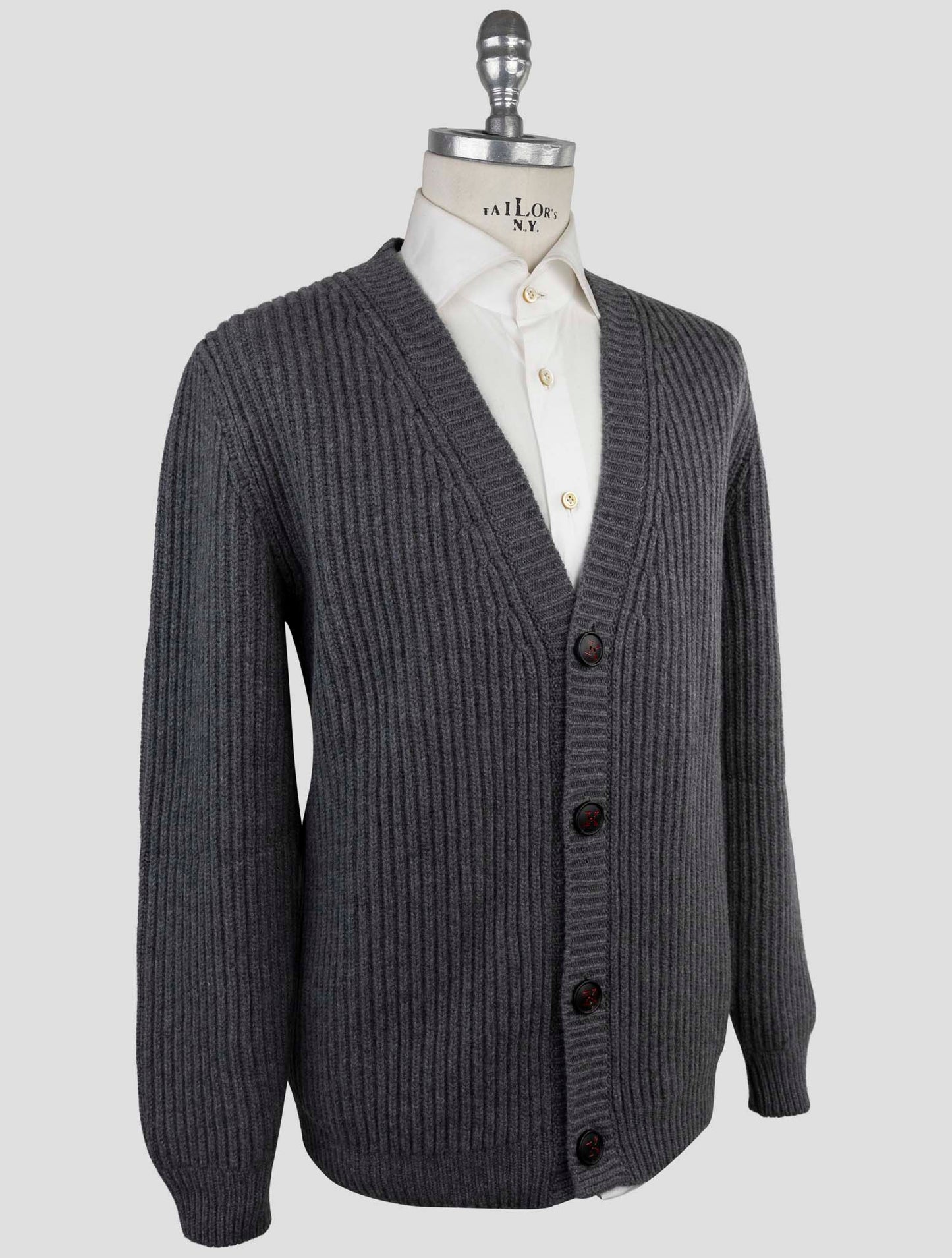 Kiton Gray Cashmere Sweater Cardigan