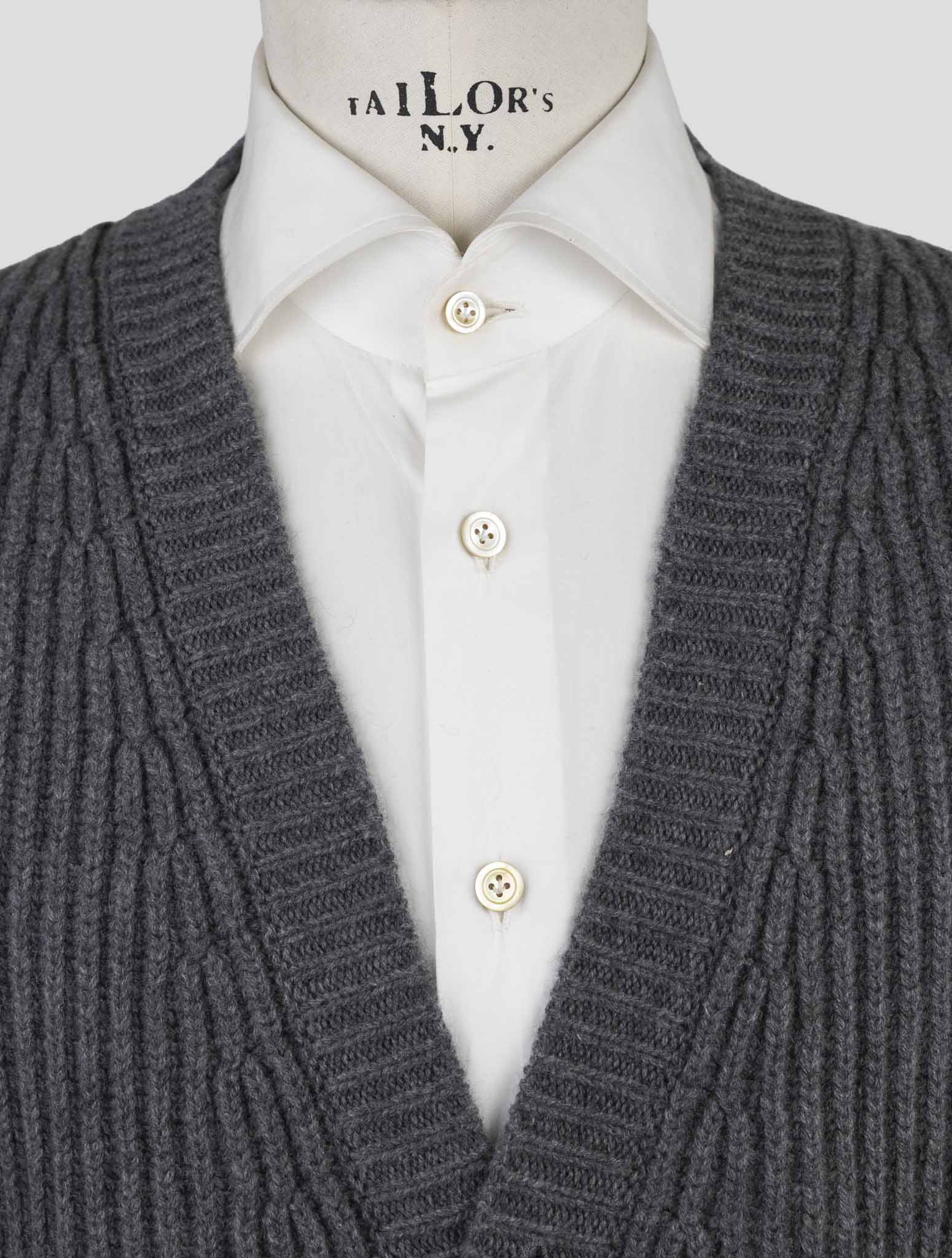 Kiton Gray Cashmere Sweater Cardigan
