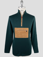 Kiton Green Cotton Sweater Half  Zip