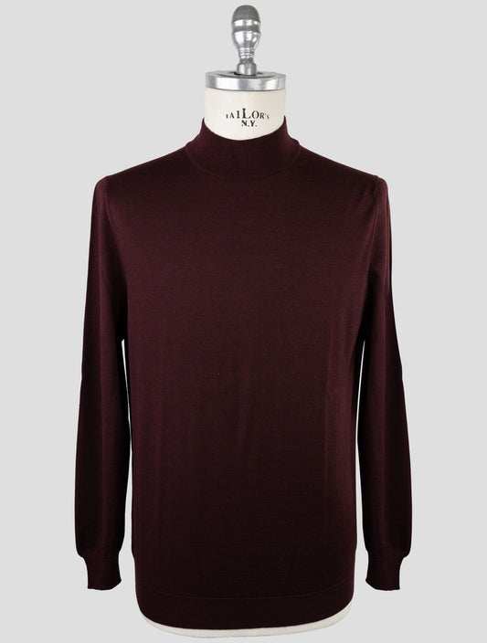 Kiton Burgundy Cashmere Silk Sweater Half Neck