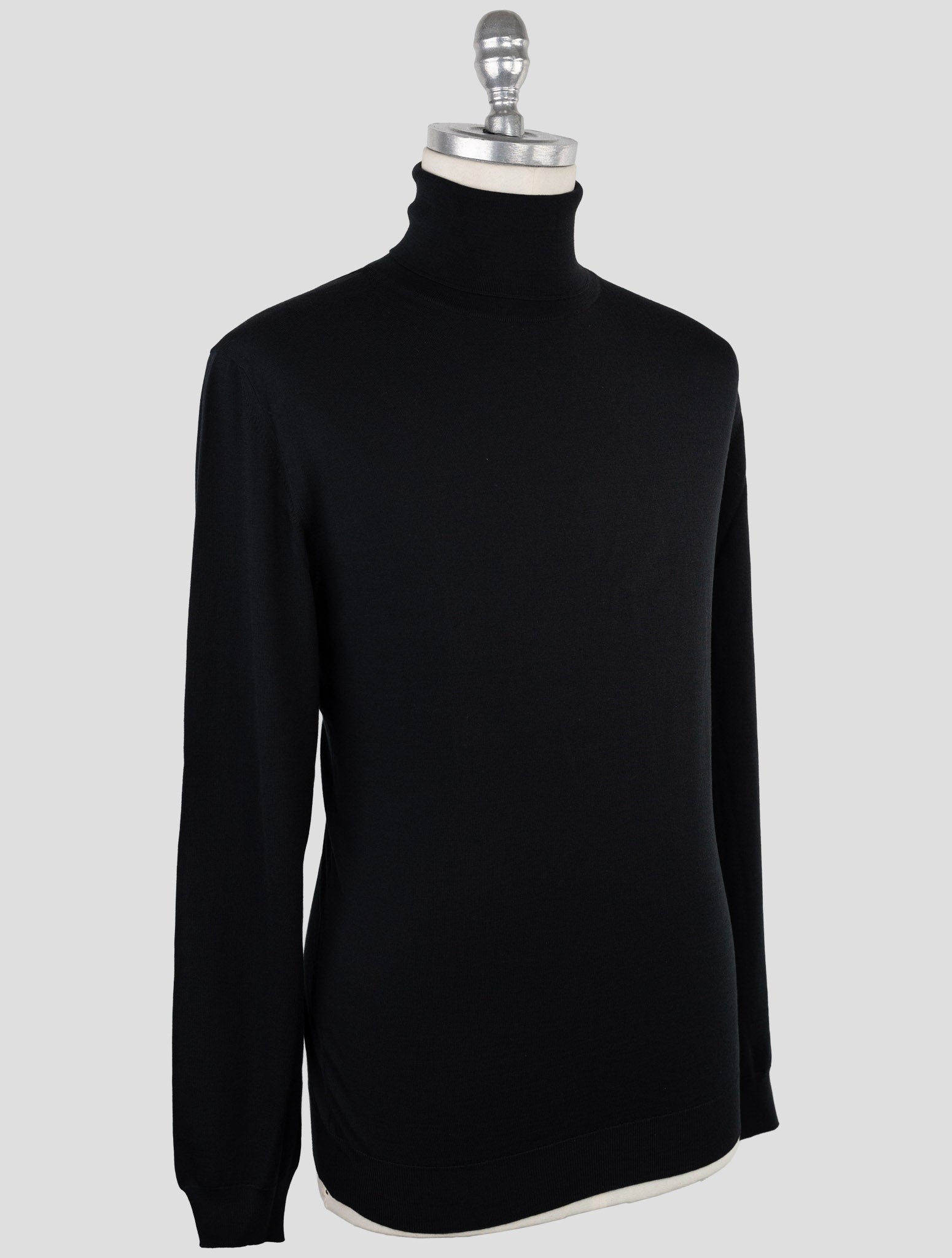 Kiton Black Wool Sweater Turtleneck