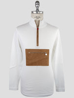 Kiton White Cotton Sweater Half Zip