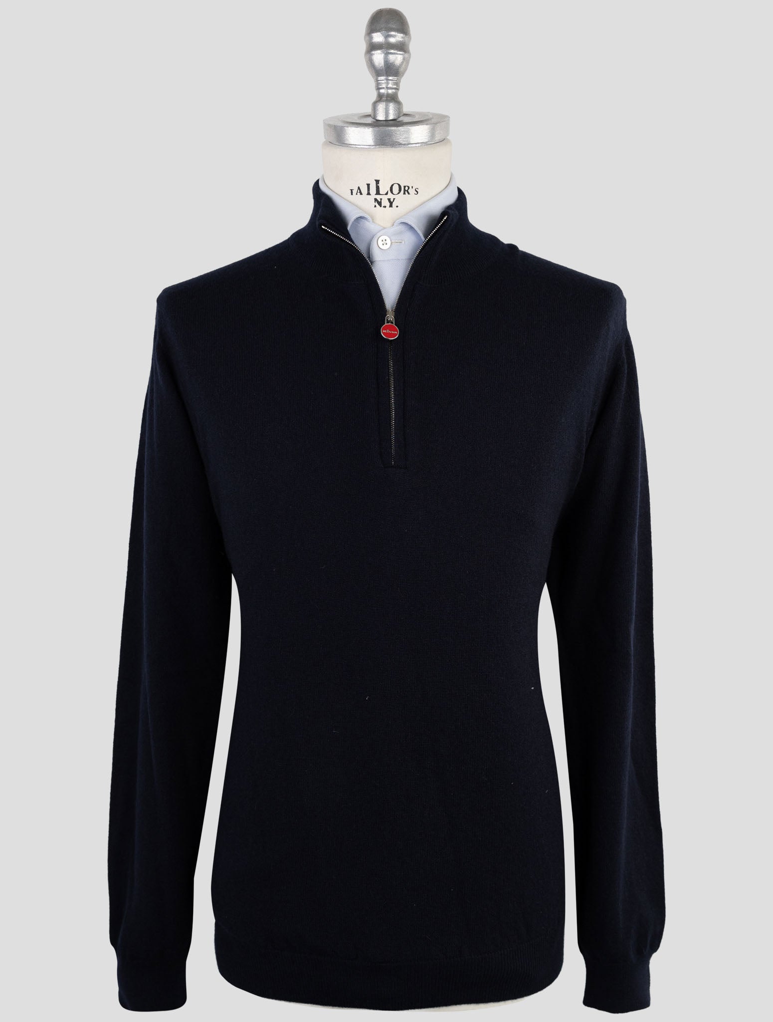 Kiton Blue Cashmere Sweater Half Zip
