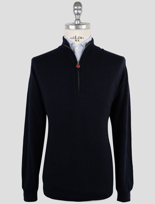 Kiton Blue Cashmere Sweater Half Zip