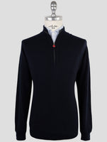 Kiton Blue Cashmere Sweater Half Zip