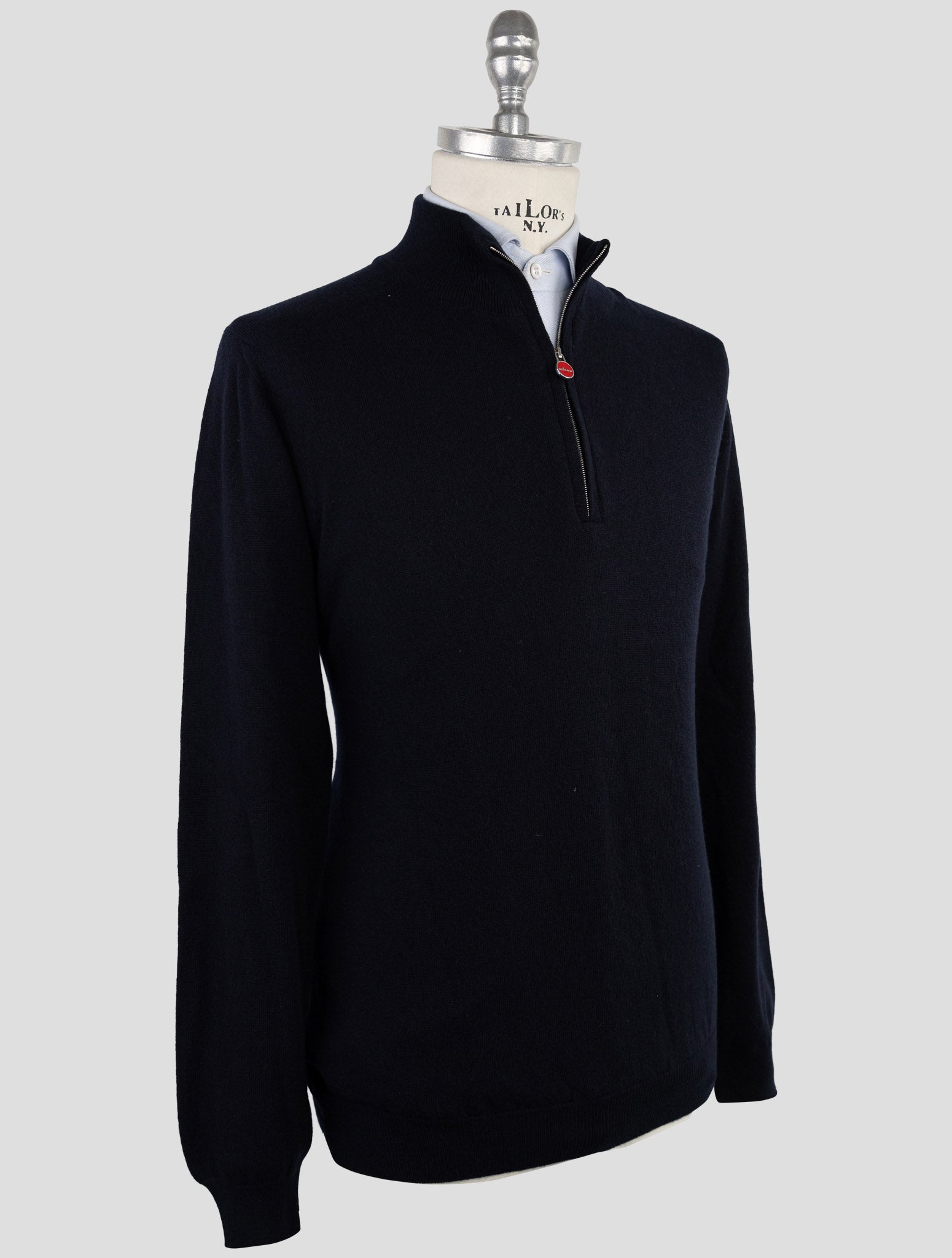 Kiton Blue Cashmere Sweater Half Zip