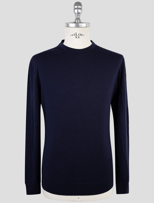 Kiton Blue Wool Sweater V-Neck