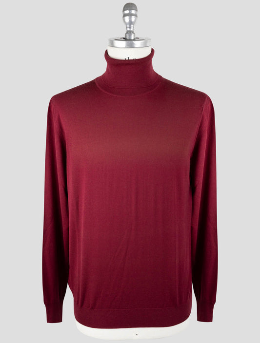 Kiton Burgundy Wool Sweter Turtleneck