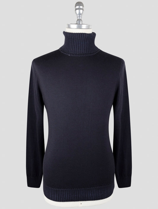 Kiton Dark Blue Cashmere Silk Sweater Turtleneck