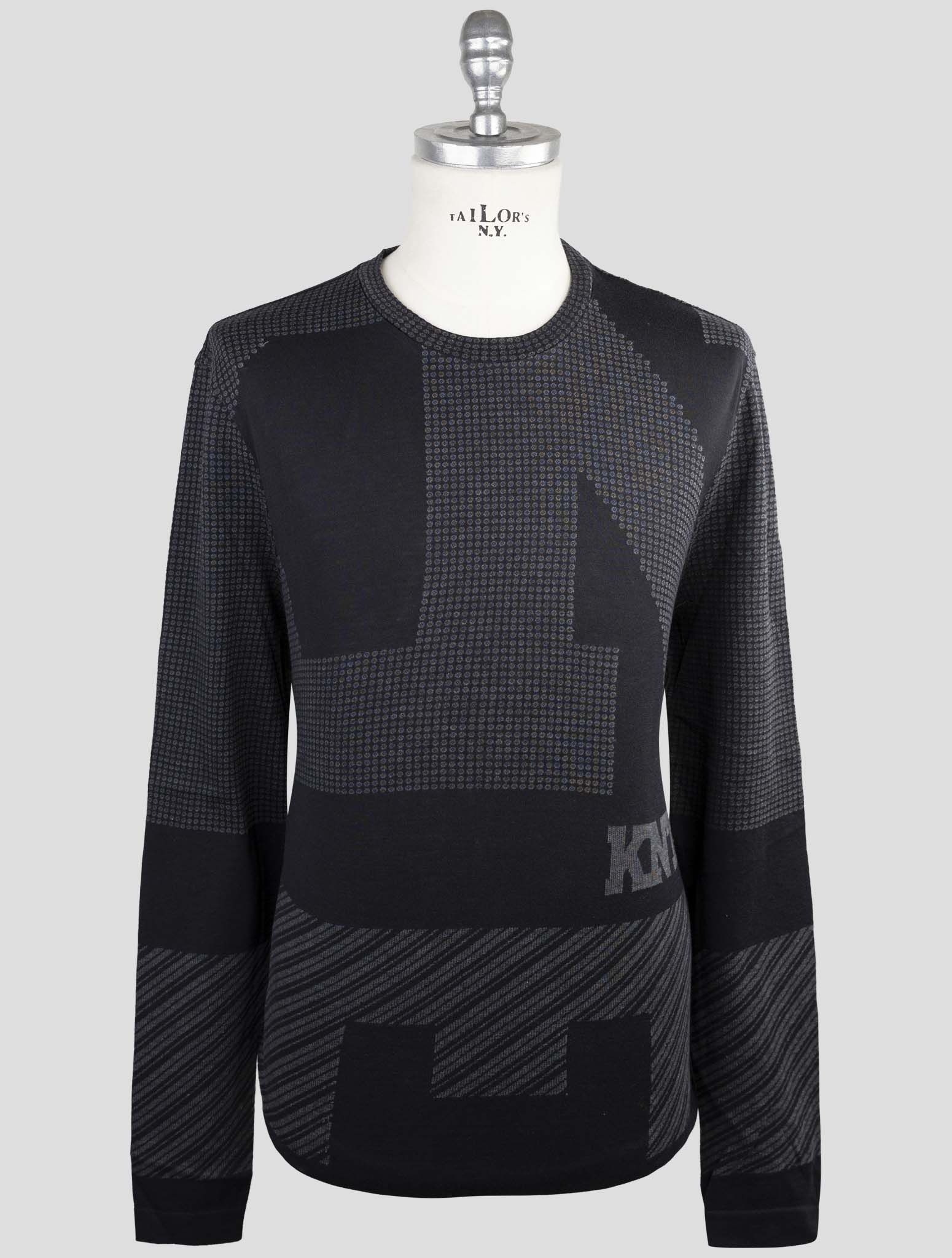 Kiton Knt Black Cotton Sweater Crewneck