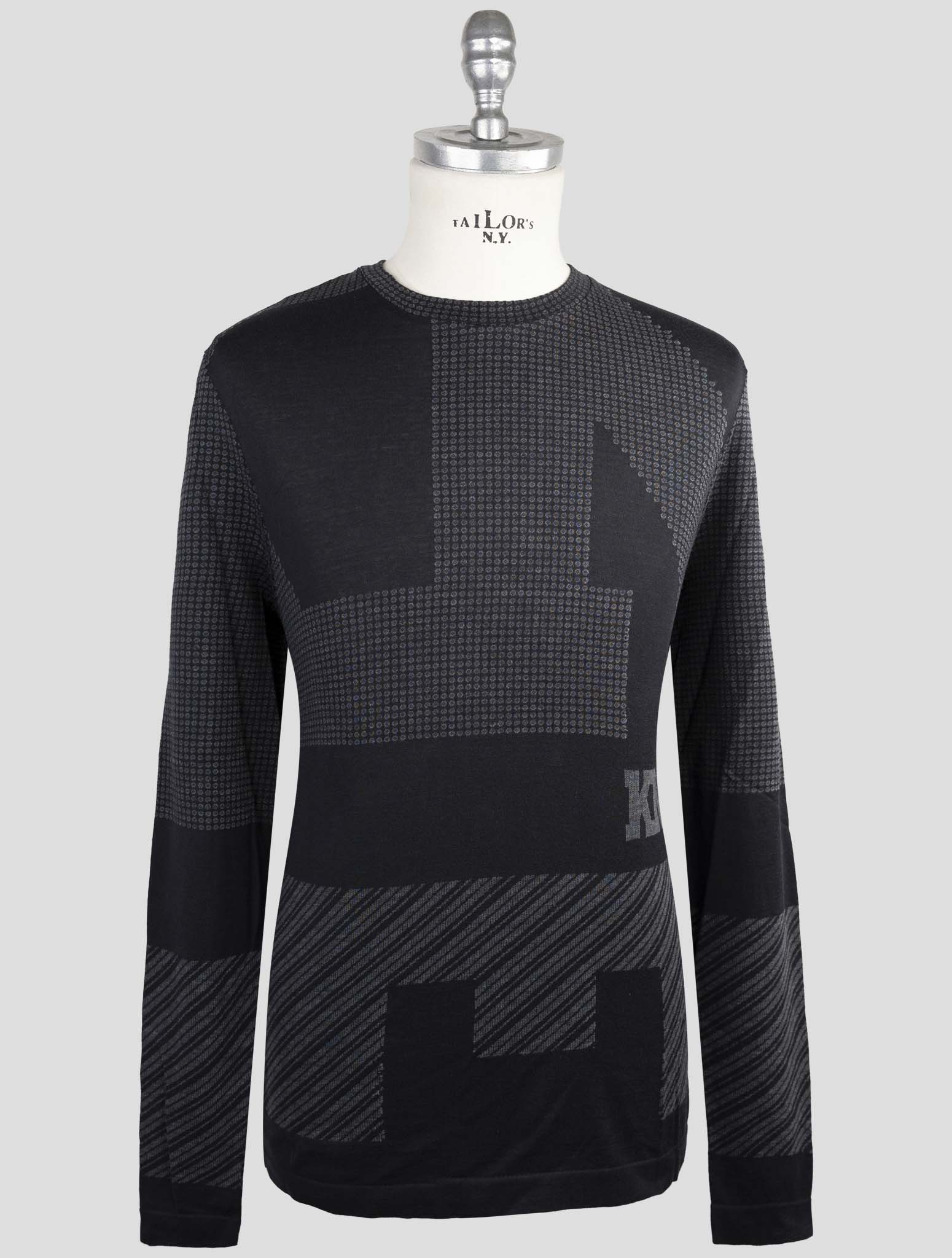 Kiton Knt Black Cotton Sweater Crewneck
