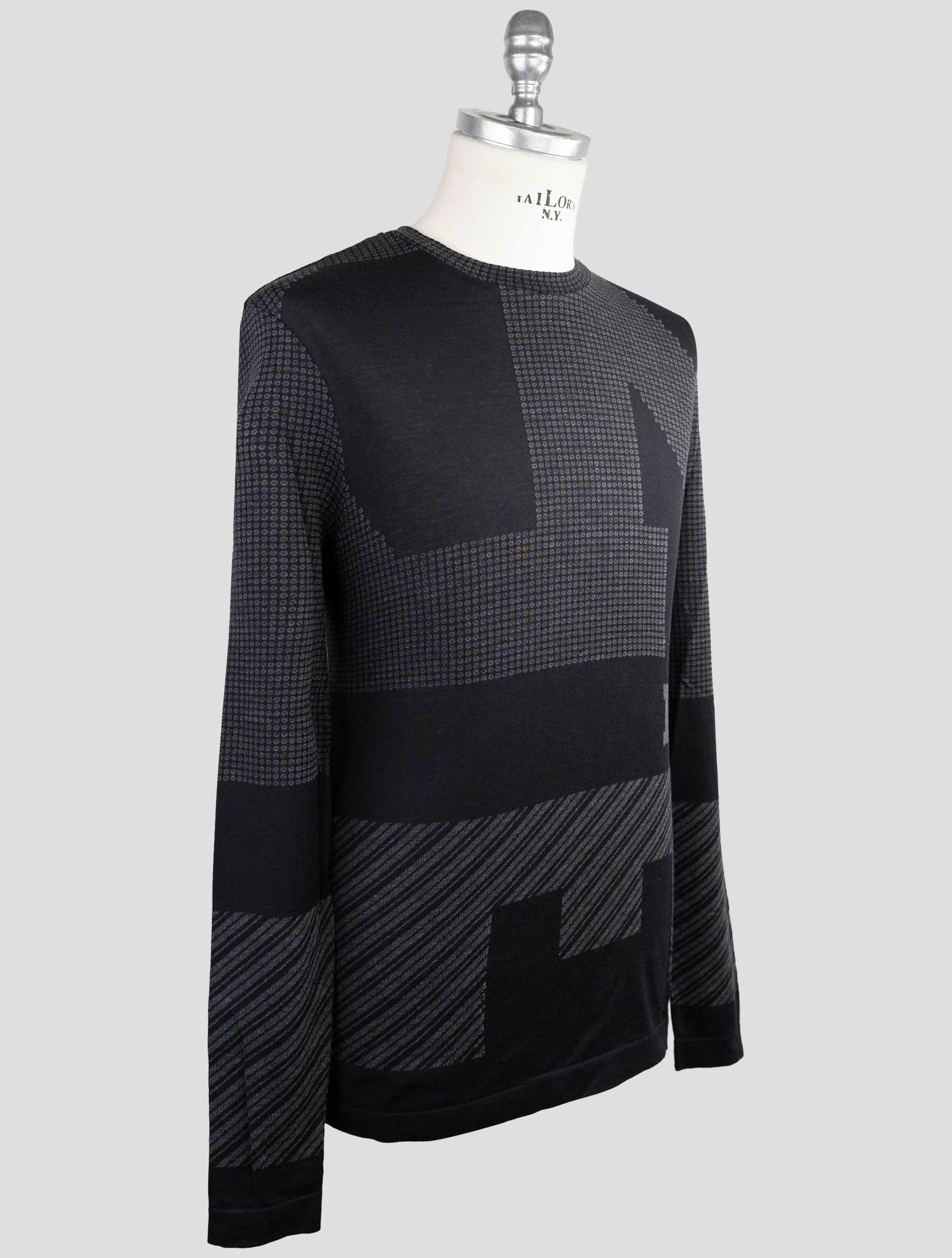Kiton Knt Black Cotton Sweater Crewneck