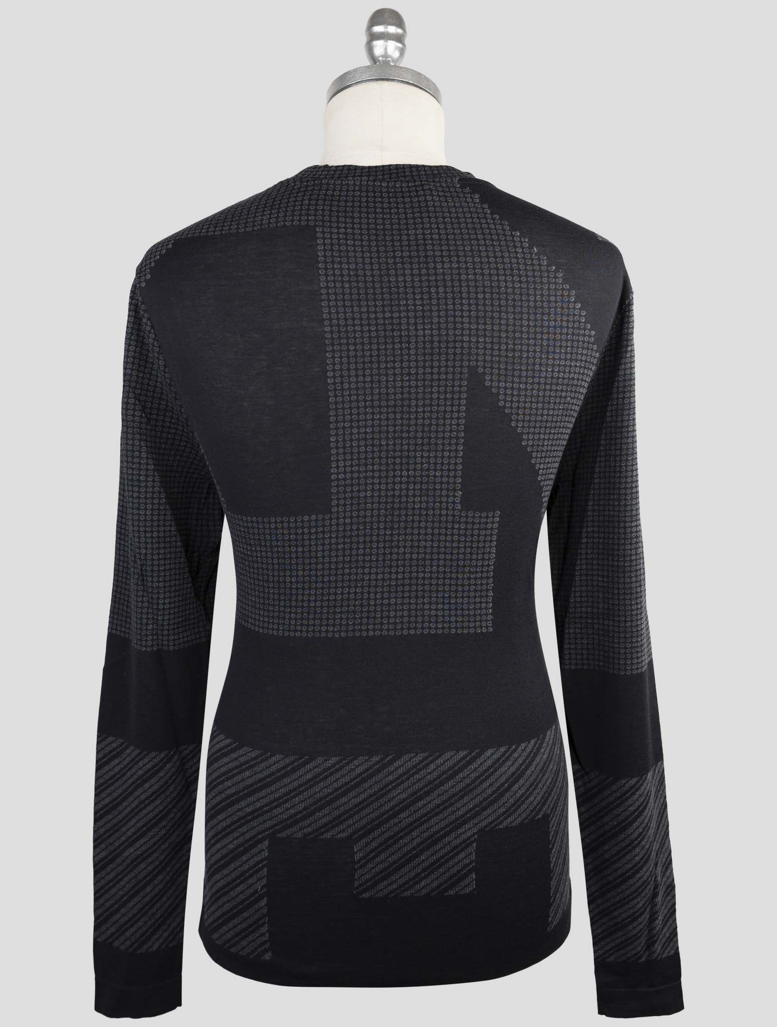 Kiton Knt Black Cotton Sweater Crewneck
