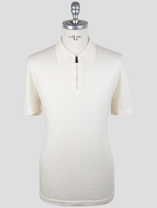 Kiton Knt White Virgin Wool Silk Polo