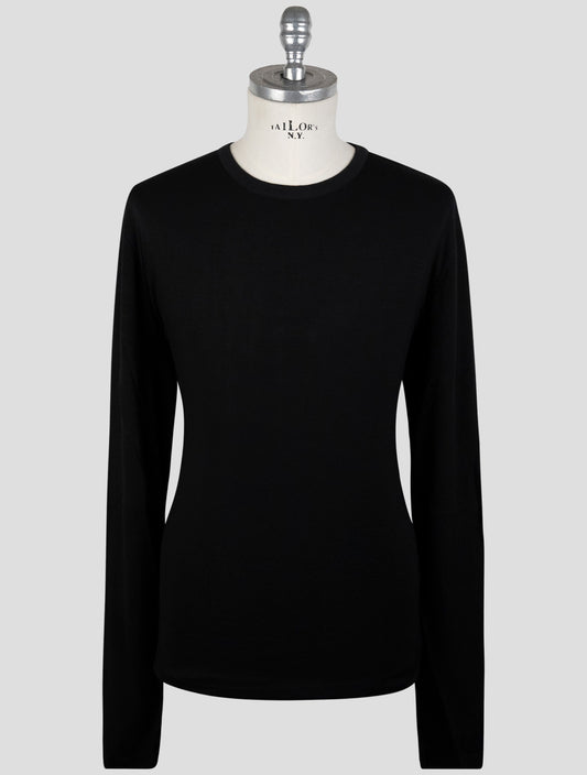 Kiton Knt Black Viscose Wool Pa Sweater Crewneck