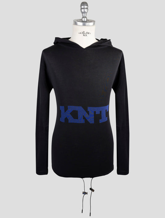 Kiton Knt Black Cotton Sweater Hoodie