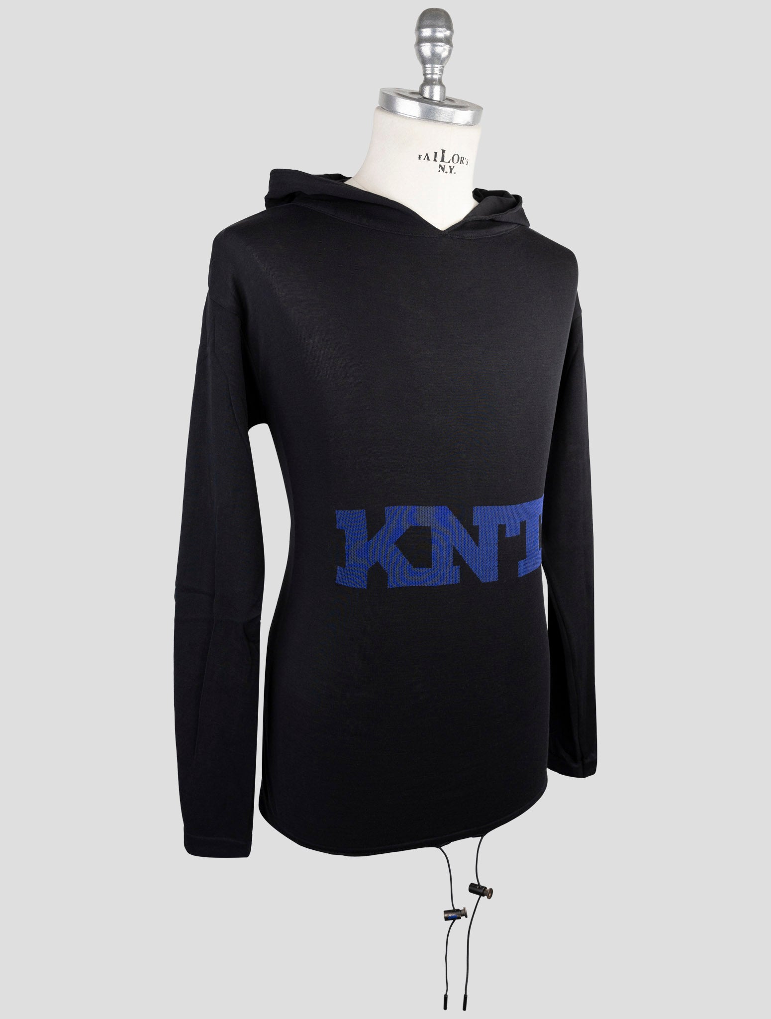 Kiton Knt Black Cotton Sweater Hoodie