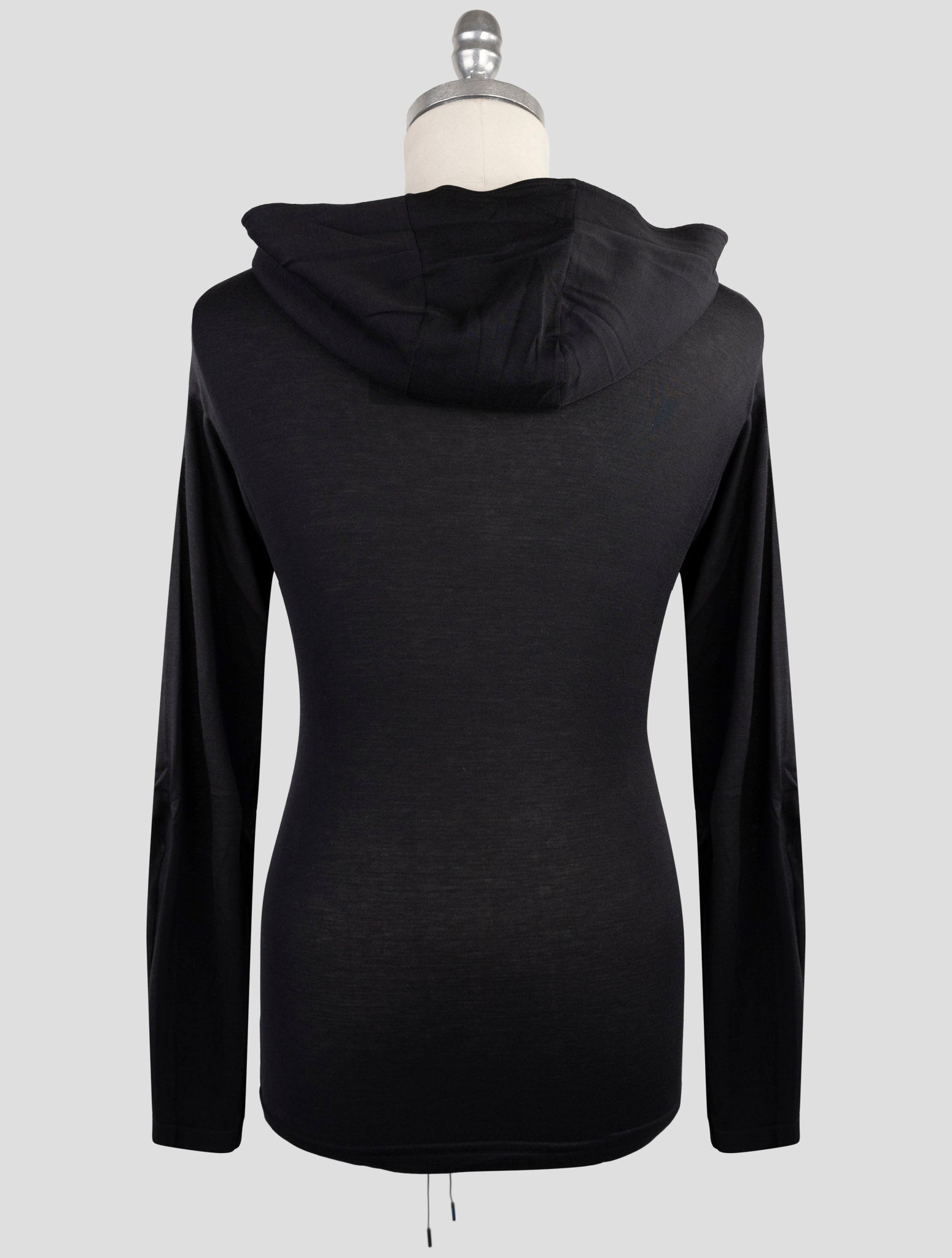 Kiton Knt Black Cotton Sweater Hoodie