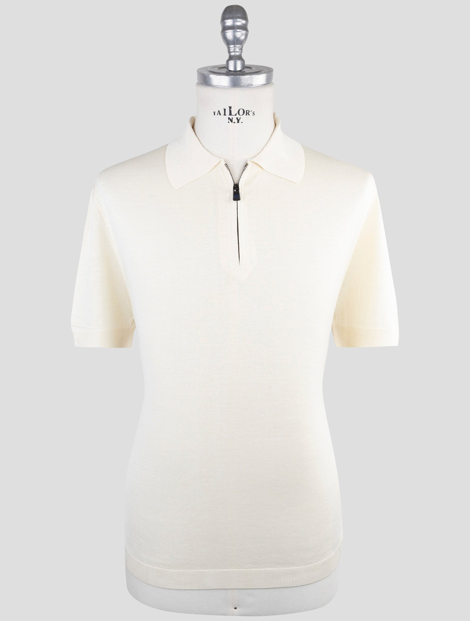 Kiton Knt White Silk Polo