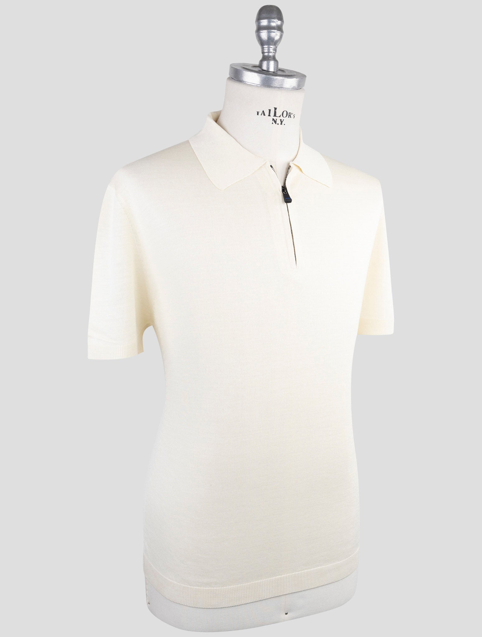 Kiton Knt White Silk Polo