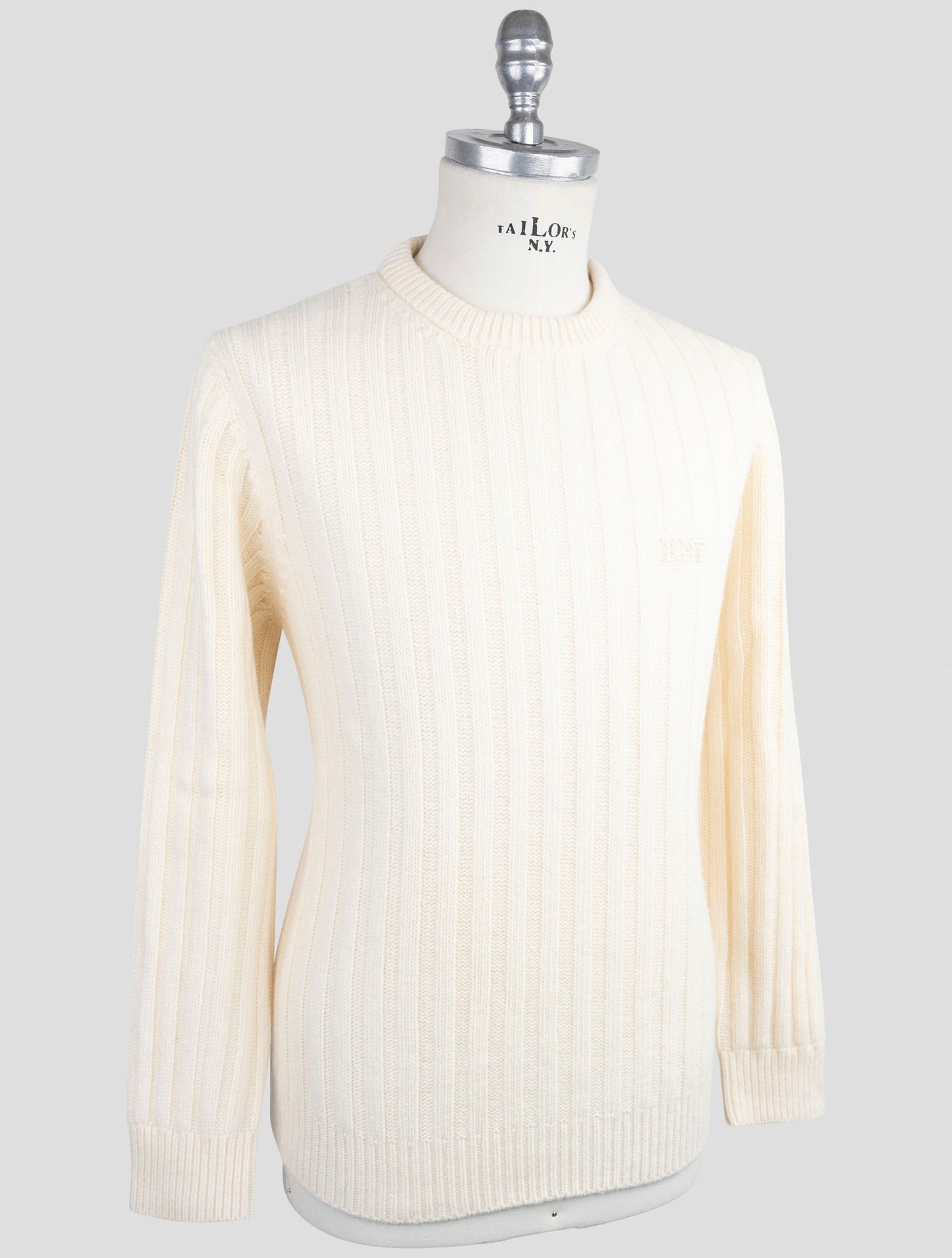 Kiton Knt White Virgin Wool Sweater Crewneck