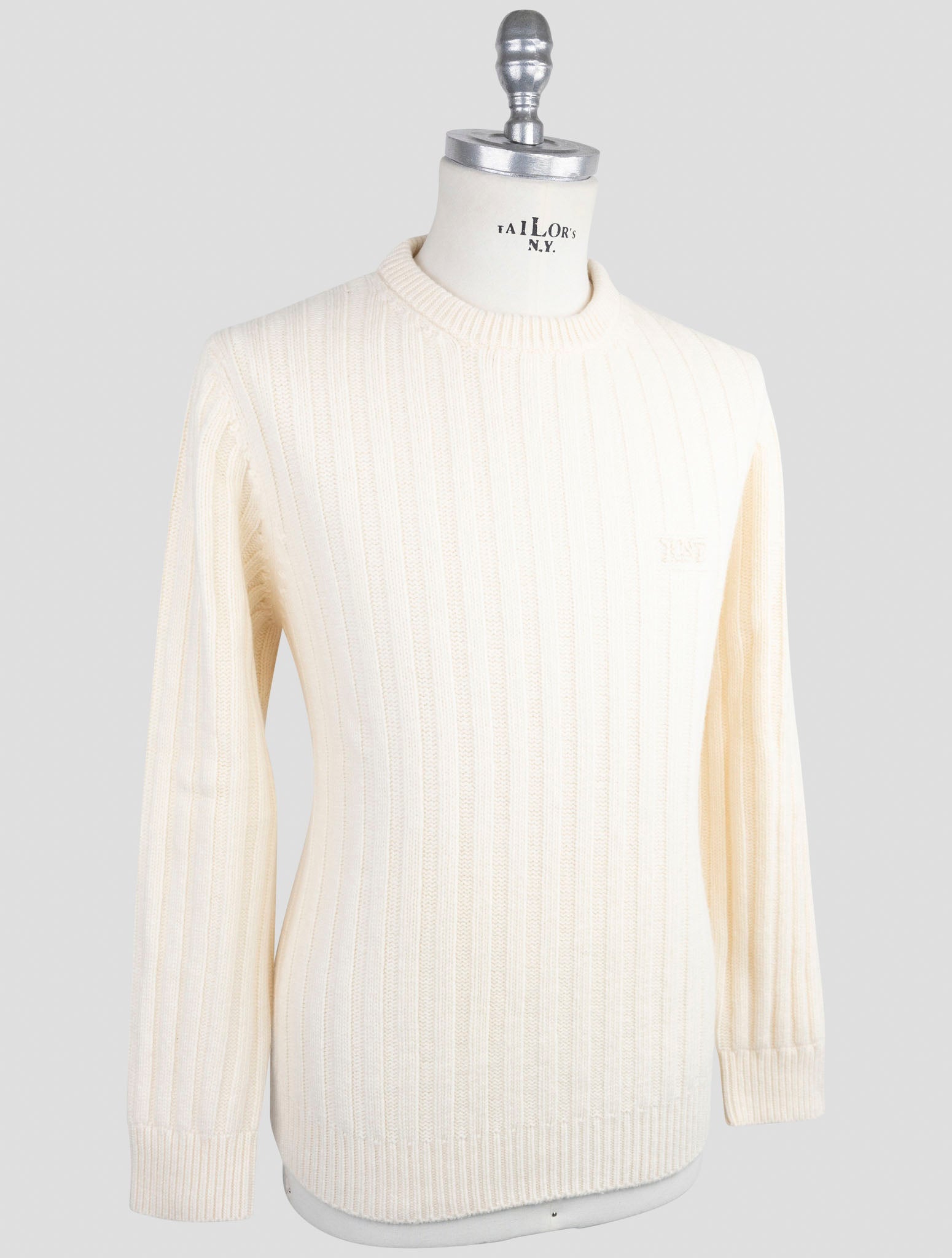Kiton Knt White Virgin Wool Sweater Crewneck