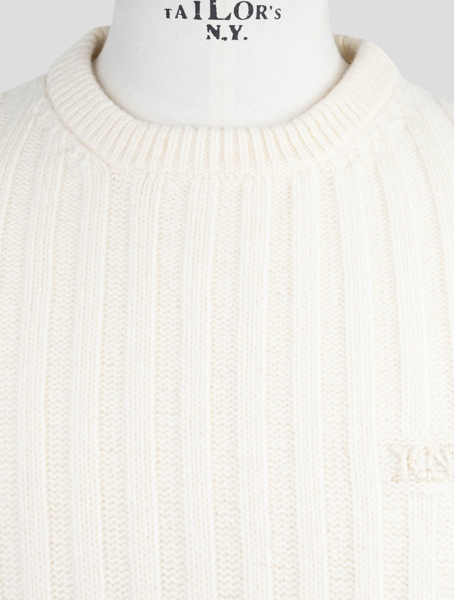 Kiton Knt White Virgin Wool Sweater Crewneck