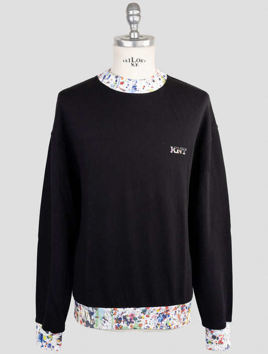 Kiton Knt Black Cotton Sweater Half Neck