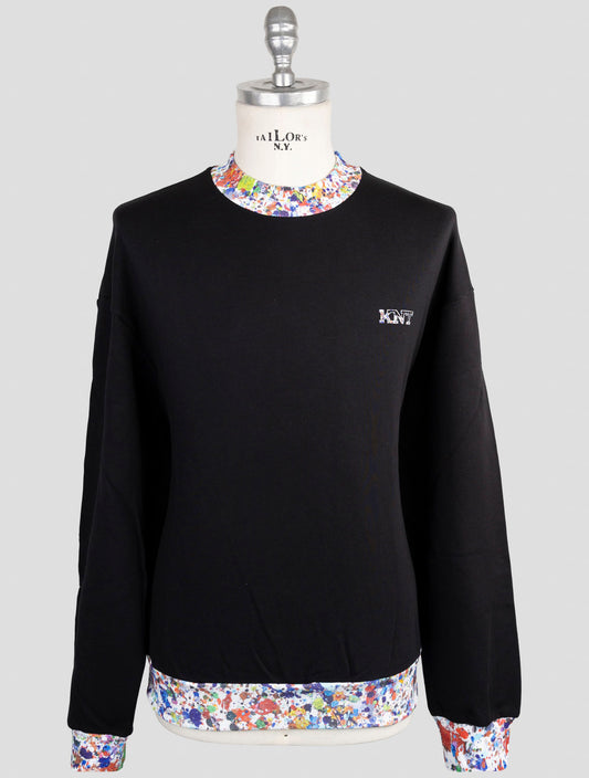 Kiton Knt Black Cotton Sweater Half Neck