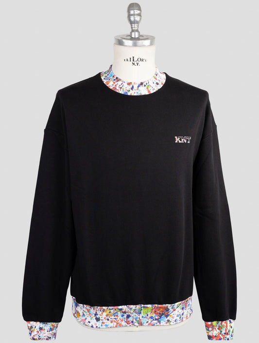 Kiton Knt Black Cotton Sweater Half Neck