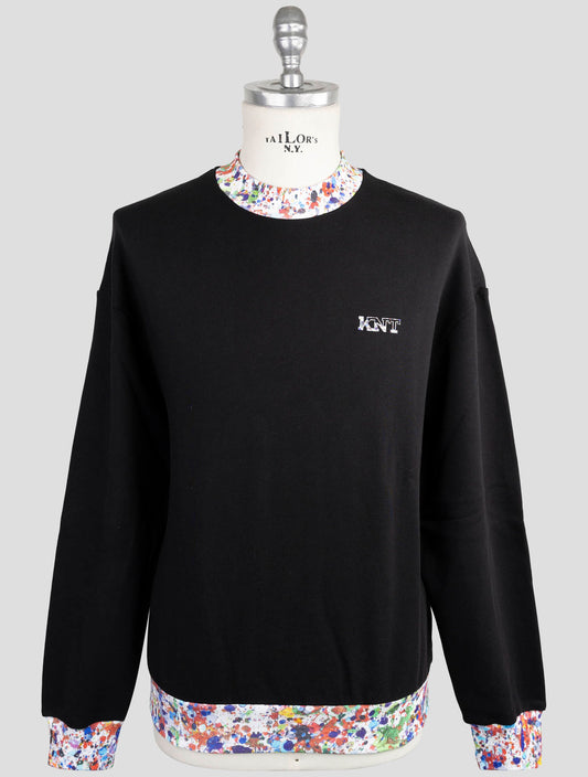 Kiton Knt Black Cotton Sweater Half Neck