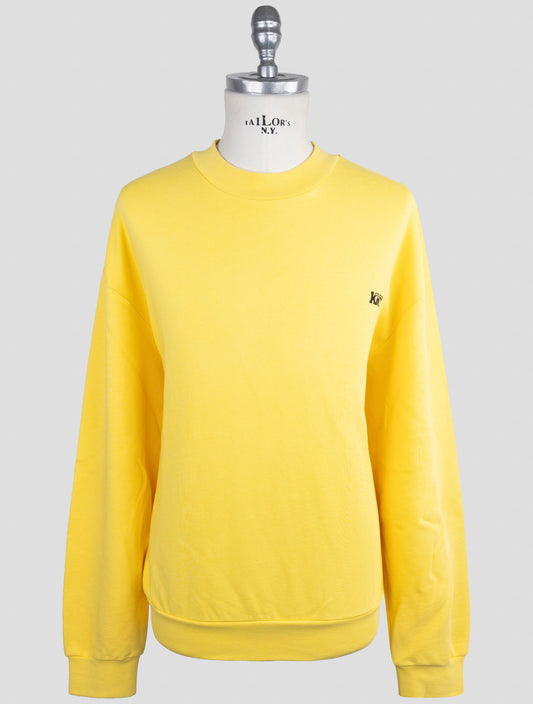 Kiton Knt Yellow Cotton Sweater Half Neck