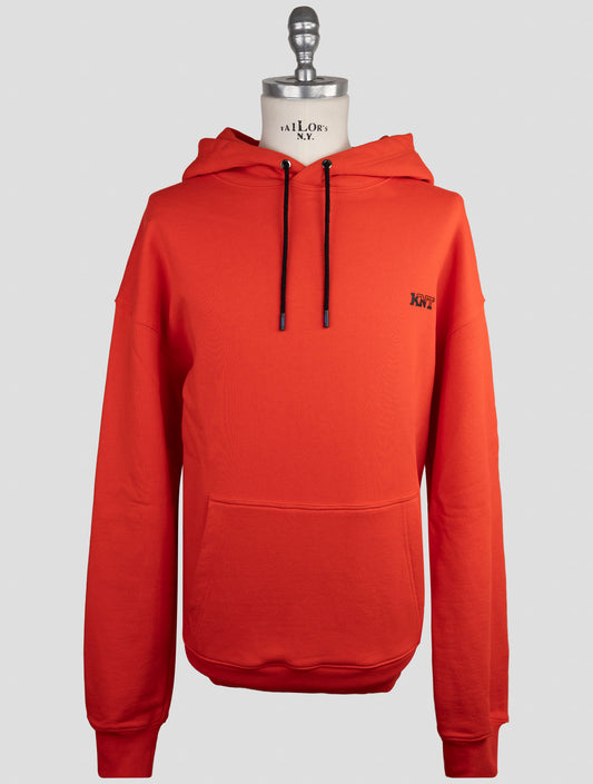 Kiton Knt Red Cotton Sweater Hoodie