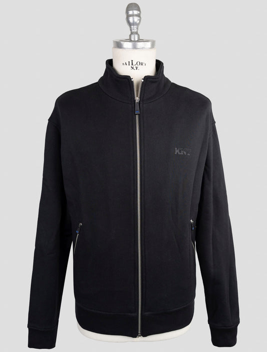 Kiton Knt Blue Cotton Sweater Full Zip