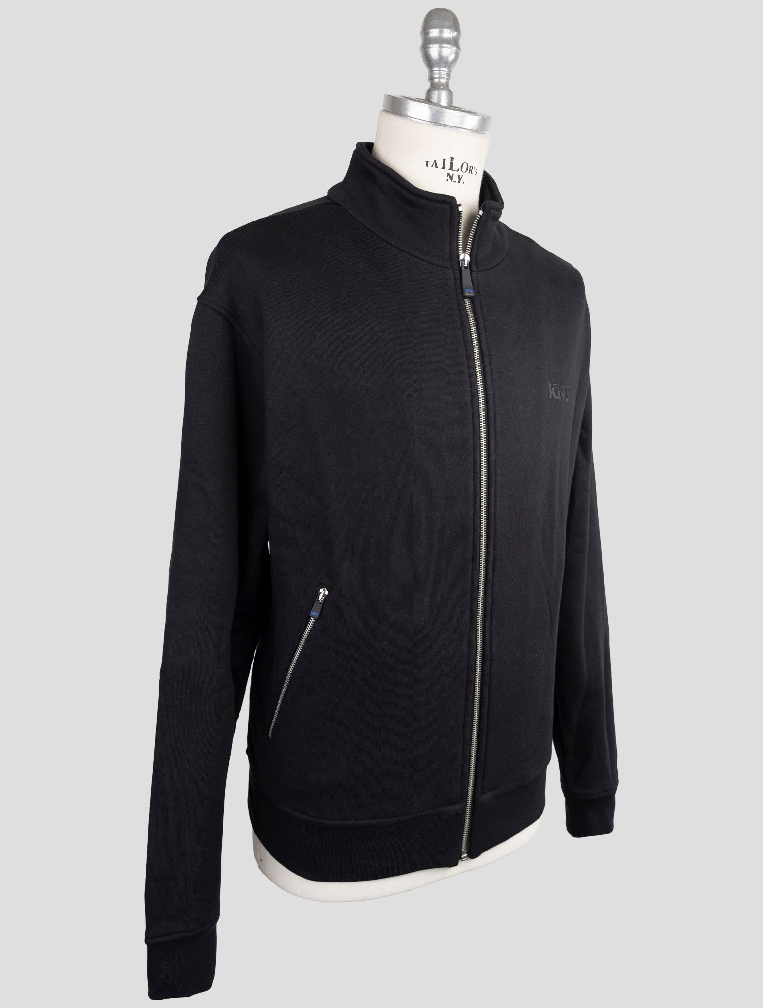 Kiton Knt Blue Cotton Sweater Full Zip